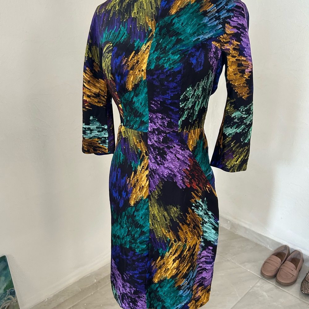 Milly Multicolor Abstract Long Sleeve Dress